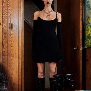 Marc Jacobs Black Slip Dress with Detachable Arm Sleeves